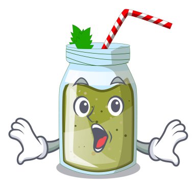 Şaşırmış suyu yeşil smoothie karakter Kupası vektör çizim üzerinde
