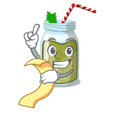 Suyu Yeşil yüzlü karakter Kupası vektör çizim üzerinde menü