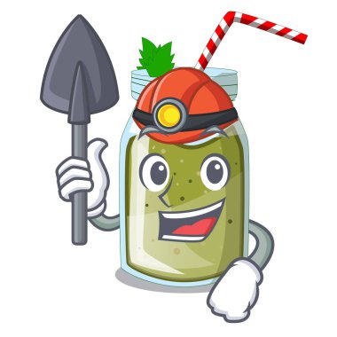 Madenci suyu yeşil smoothie karakter Kupası vektör çizim üzerinde