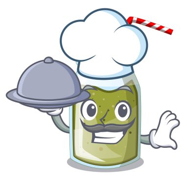 Şef yemek suyu yeşil smoothie üzerinde karakter Kupası vektör çizim ile