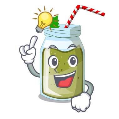 Vektör maskot illustratin izole bir fikir yeşil smoothie meyve suyu var