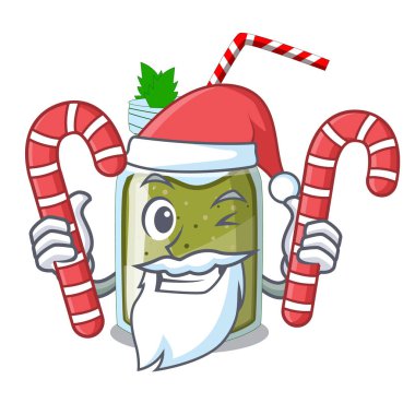 Santa vektör maskot illustratin izole şeker güler yüzlü yeşil suyu ile