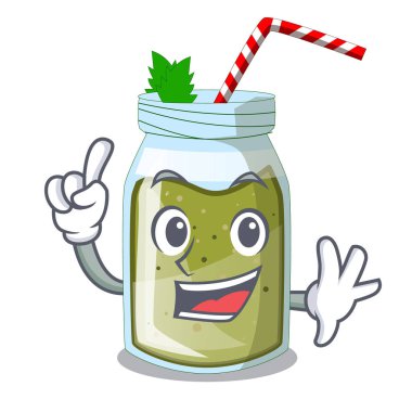 Parmak güler yüzlü yeşil suyu vektör maskot illustratin izole