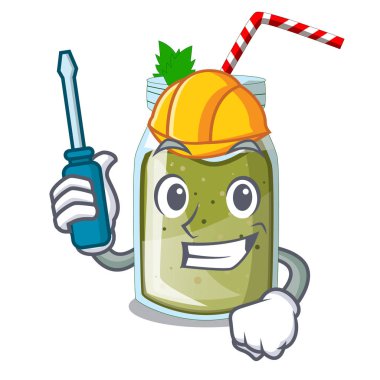 Vektör maskot illustratin izole Otomotiv yüzlü yeşil suyu