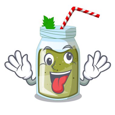 Çılgın yüzlü yeşil suyu vektör maskot illustratin izole