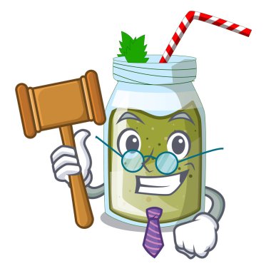 Yargıç güler yüzlü yeşil suyu vektör maskot illustratin izole