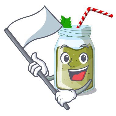 Vektör maskot illustratin izole bayrak güler yüzlü yeşil suyu ile