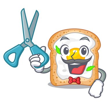 Kuaför karikatür yumurta kahvaltı vektör esnaf için sandviç