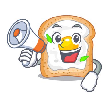 Megafon karikatür yumurta sandviç ile kahvaltı vektör esnaf için