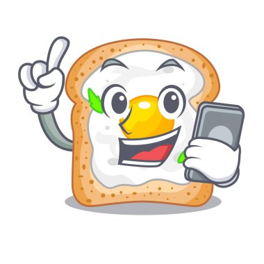 Telefon karikatür yumurta sandviç ile kahvaltı vektör esnaf için