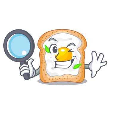 Dedektif sandviç şeklinde yumurta karikatür vektör çizim ile