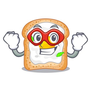 Süper kahraman sandviç şeklinde yumurta karikatür vektör çizim ile