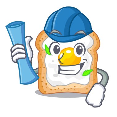 Mimar sandviç şeklinde yumurta karikatür vektör çizim ile