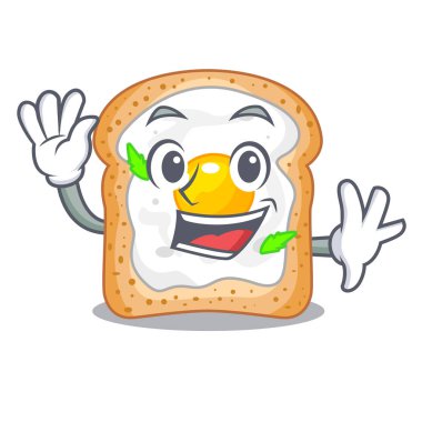 Sandviç şeklinde yumurta karikatür vektör çizim içinde sallayarak