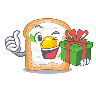 Hediye sandviçle karakter kurulu vektör esnaf üzerinde yumurta ile