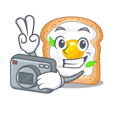 Karakter kurulu vektör esnaf üzerinde yumurta ile fotoğrafçı sandviç