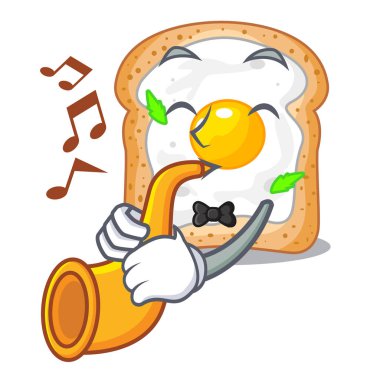 Trompet sandviçle karakter kurulu vektör esnaf üzerinde yumurta ile