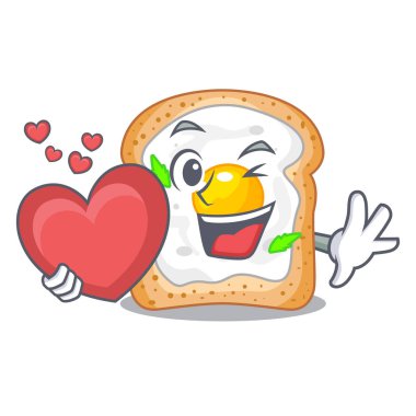 Kalp sandviçi ile karakter kurulu vektör esnaf üzerinde yumurta ile