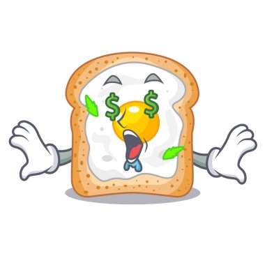 Maskot vektör esnaf içinde izole yumurta ile para göz sandviç