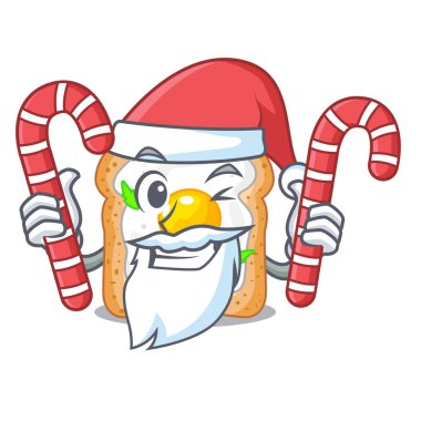 Santa maskot vektör esnaf içinde izole yumurta ile şeker sandviç ile