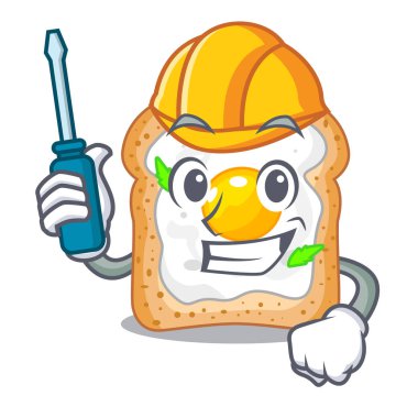 Maskot vektör esnaf içinde izole yumurta ile otomotiv sandviç