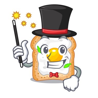Sihirbaz sandviç maskot vektör esnaf içinde izole yumurta ile