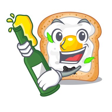 Bira sandviçle maskot vektör esnaf içinde izole yumurta ile