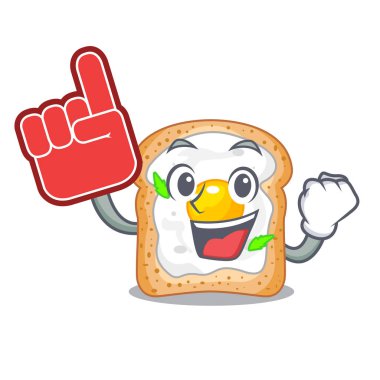 Maskot vektör esnaf içinde izole yumurta ile köpük parmak sandviç