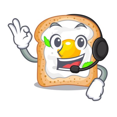 Kulaklık sandviçle maskot vektör esnaf içinde izole yumurta ile