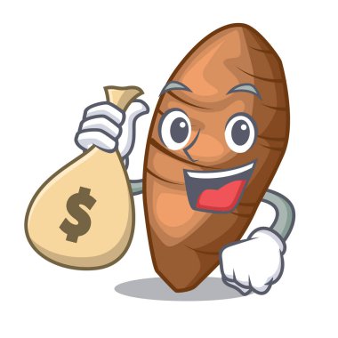 Para çantası taro yumru ile şekil karikatür vektör çizim