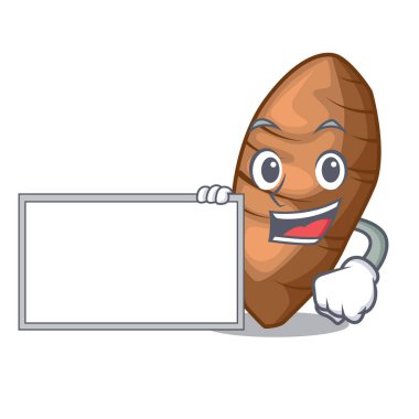 With board taro tuber in the shape cartoon vector illustration clipart