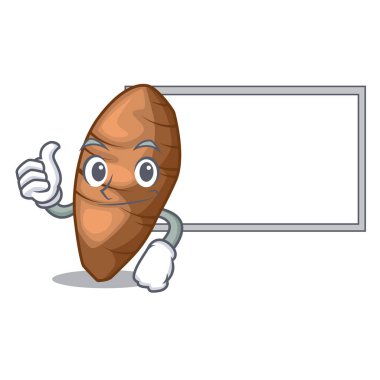 Başparmak yukarıya şekil karikatür vektör çizim kurulu taro yumru ile