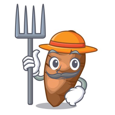 Çiftçi taro yumru içinde şekil karikatür vektör çizim