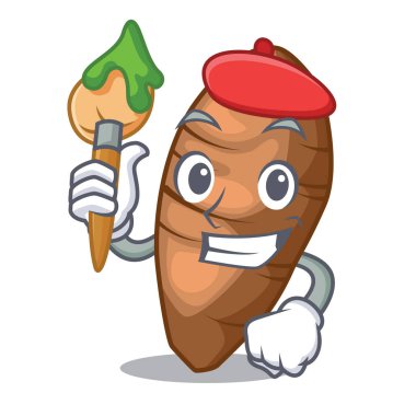 Sanatçı taro yumru içinde şekil karikatür vektör çizim