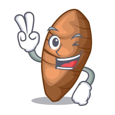 Taro karakter tahta Ahşap vektör esnaf üzerinde iki parmak