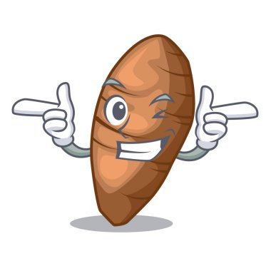 Taro karakter tahta Ahşap vektör esnaf üzerinde wink