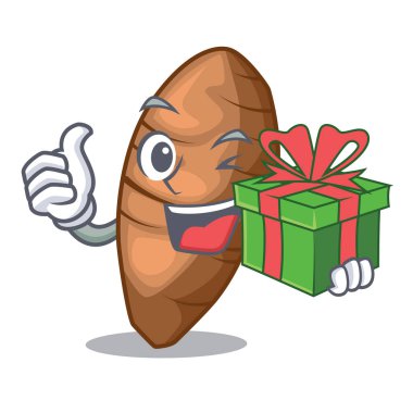 Maskot vektör illüstrasyon izole hediye taro yumru ile