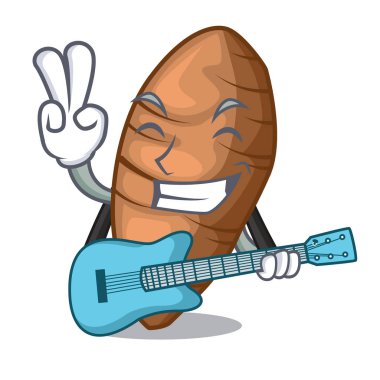 Maskot vektör illüstrasyon izole gitar taro yumru ile