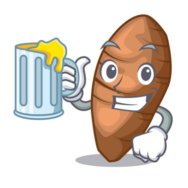 Maskot vektör illüstrasyon izole meyve suyu taro yumru ile