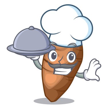 Şef maskot vektör illüstrasyon izole gıda taro yumru ile