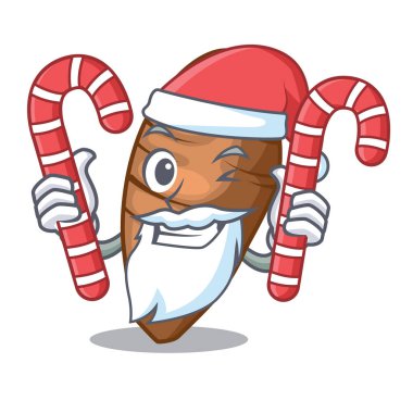 Santa ile dilimlenmiş şeker taro üzerinde şekil karikatür komik vektör illustreation