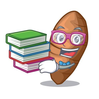 Öğrenci ile dilimlenmiş kitap taro üzerinde şekil karikatür komik vektör illustreation