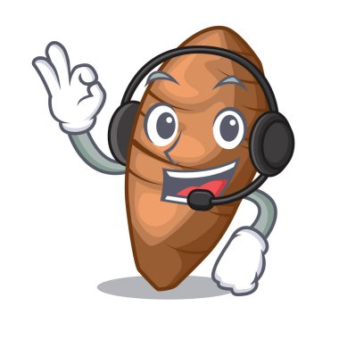 Taro şekil karikatür komik vektör illustreation üzerinde kulaklık ile dilimlenmiş