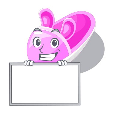 Şeklin çizgi film vektör çizim kurulu ayakkabı bebek ile sırıtarak