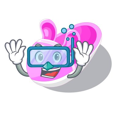 Dalış ayakkabı bebek karakter rak vektör llustration yukarıda