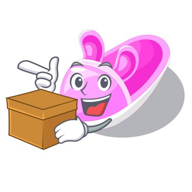 Kutu ayakkabı bebek ile karakter rak vektör llustration yukarıda