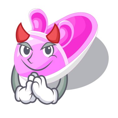 Şeytan şirin bebek patiği şeklinde vektör çizim karikatür