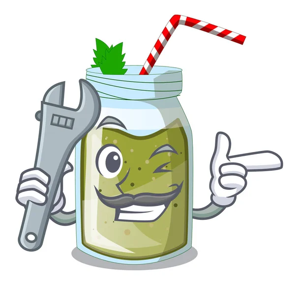 Vektör maskot illustratin izole mekanik yüzlü yeşil suyu