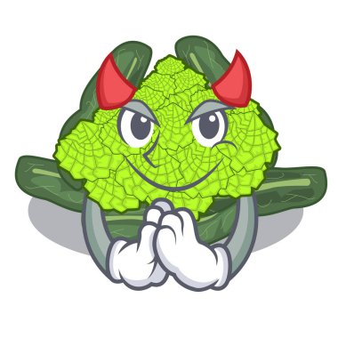 Şeytan Roma caulifloer yukarıda tablo çizgi film woodenvector illüstrasyon