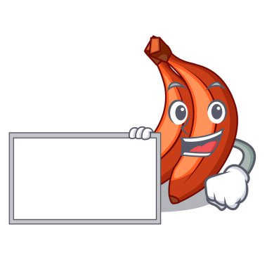 Maskot vektör esnaf üzerinde izole kurulu kırmızı muz ile